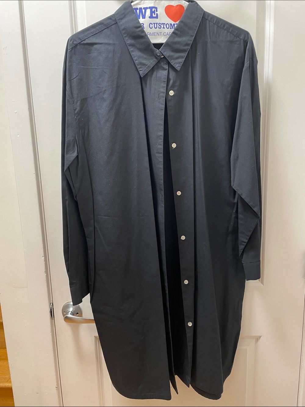 Nordstrom Black Long Sleeve Button-Down Shirt Dress